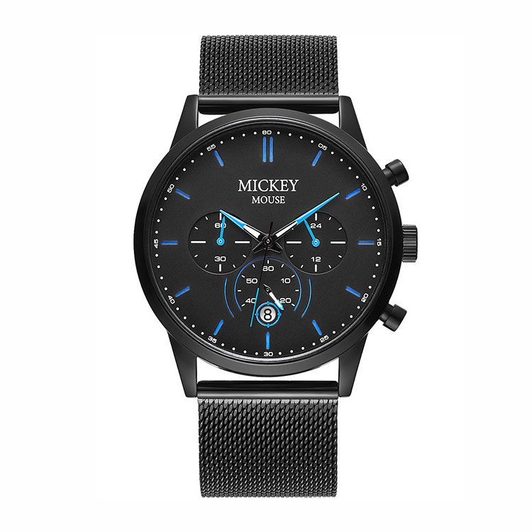 

Disney Мужские часы с кварцевым механизмом, ремешок из сплава, черный циферблат
