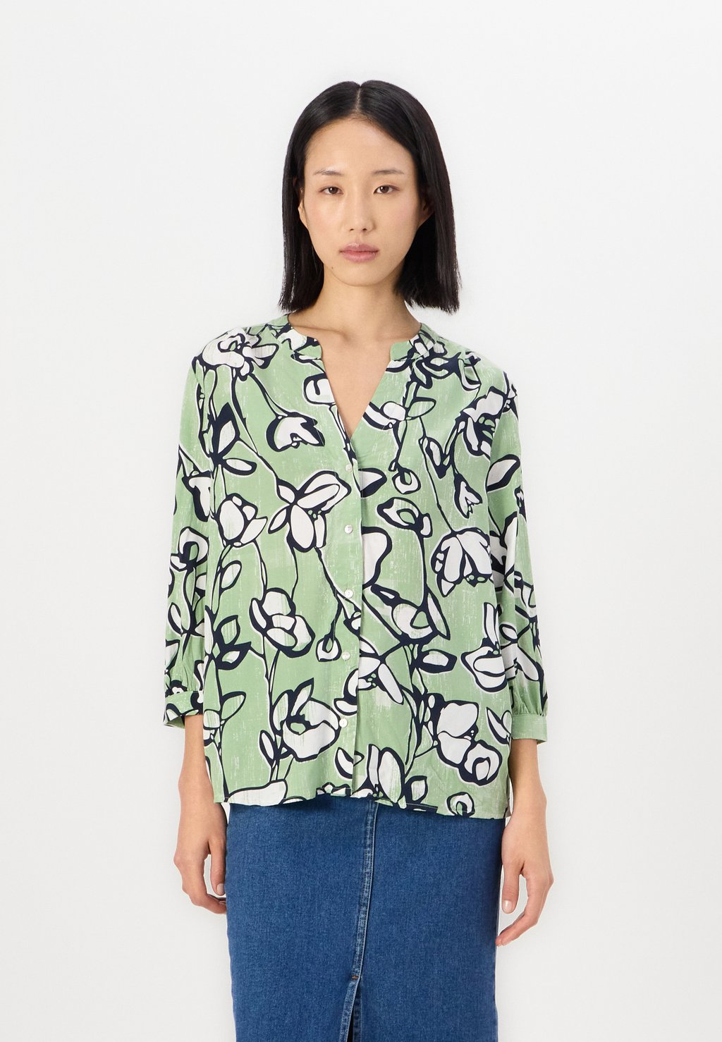 

Блуза PRINTED WITH PLEATS TOM TAILOR, розовый