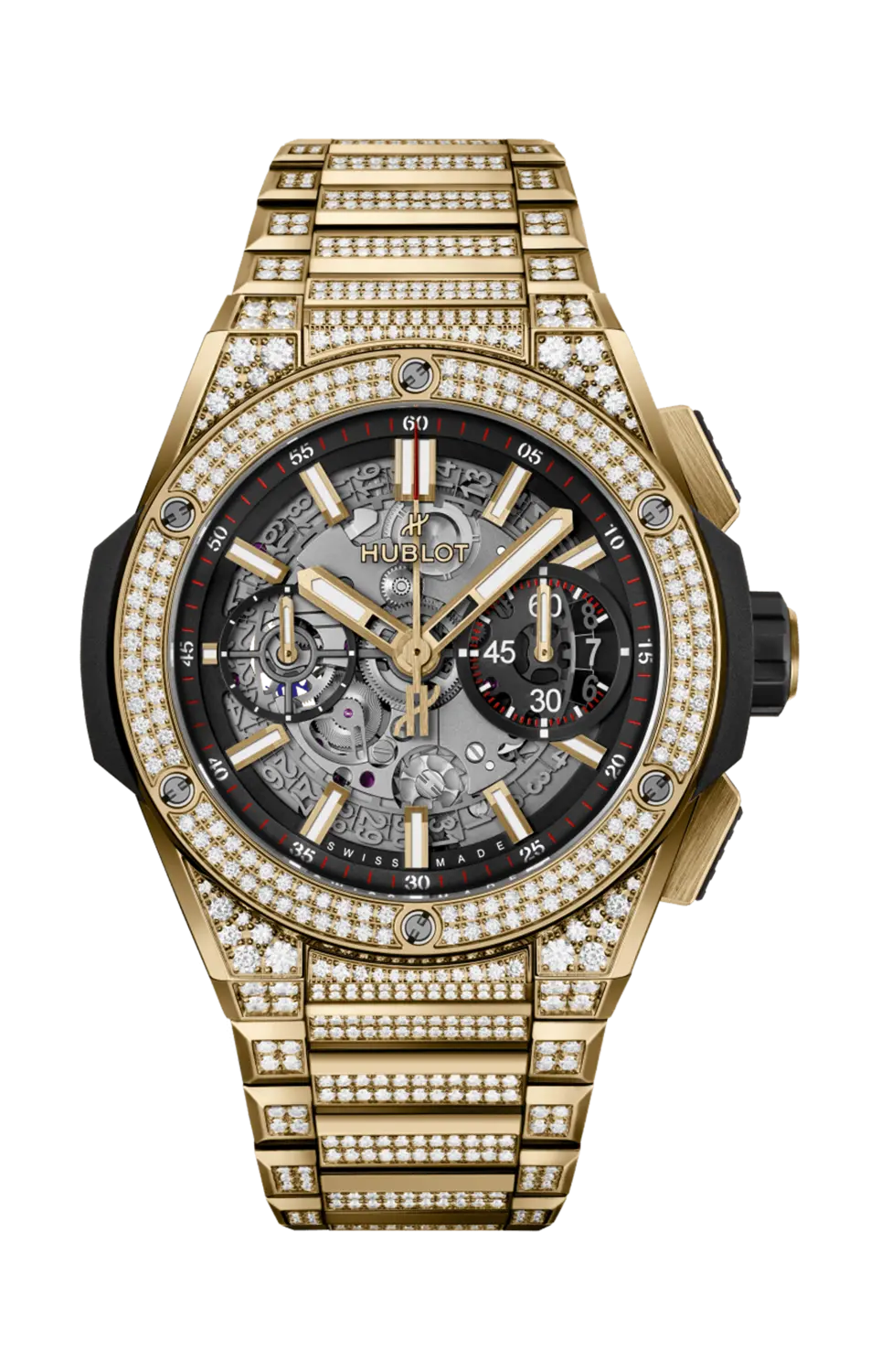 

Часы big bang integrated yellow gold pavè 42mm Hublot