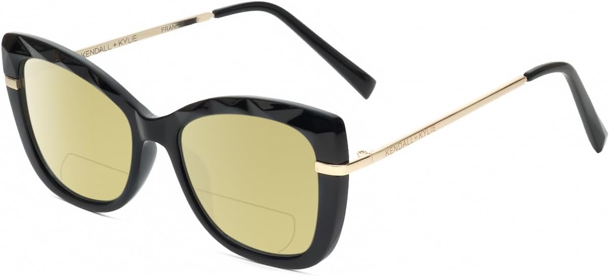 

Солнцезащитные очки Calabria K+K FRANNIE Cat Eye с поляризованными линзами и бифокальной оправой для чтения, модные дизайнерские очки с бифокальной оправой, Gloss Black Gold/Yellow Lens