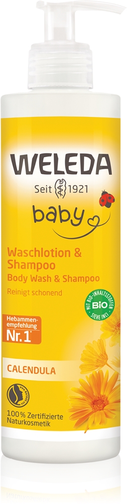 

Детский шампунь и очищающий гель 2-в-1 Weleda, vaikams calendula officinalis 400 мл