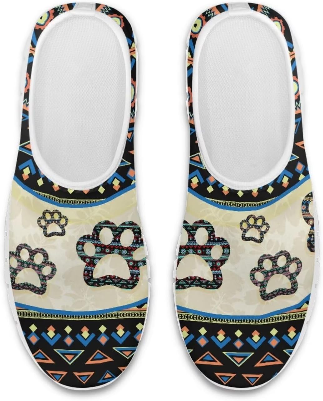 

Кроссовки-лоферы chaqlin для женщин и мужчин, эластичные, без застежки, слипоны, лоферы с ацтекским этническим узором, удобные, дышащие, с сеткой, Aztec Stripes Paw