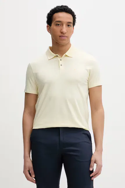 Поло Calvin Klein из хлопка с эластаном, желтое
