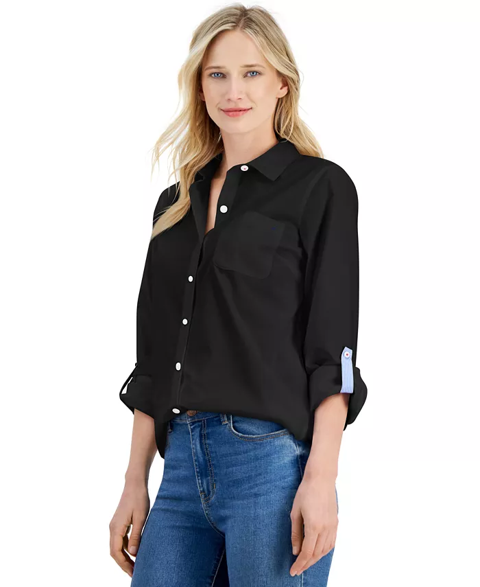 

Женская рубашка с отворотом и пуговицами спереди Nautica Jeans, черный