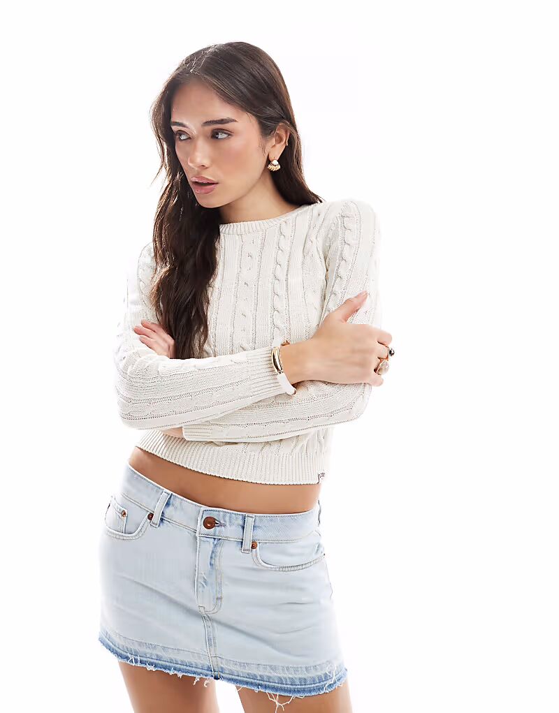 

Тонкий джемпер Superdry Essentials Cable в цвете экрю