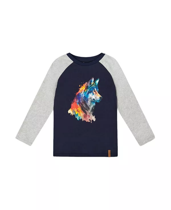 

Детская футболка с длинным рукавом реглан для малышей Deux Par Deux, синий