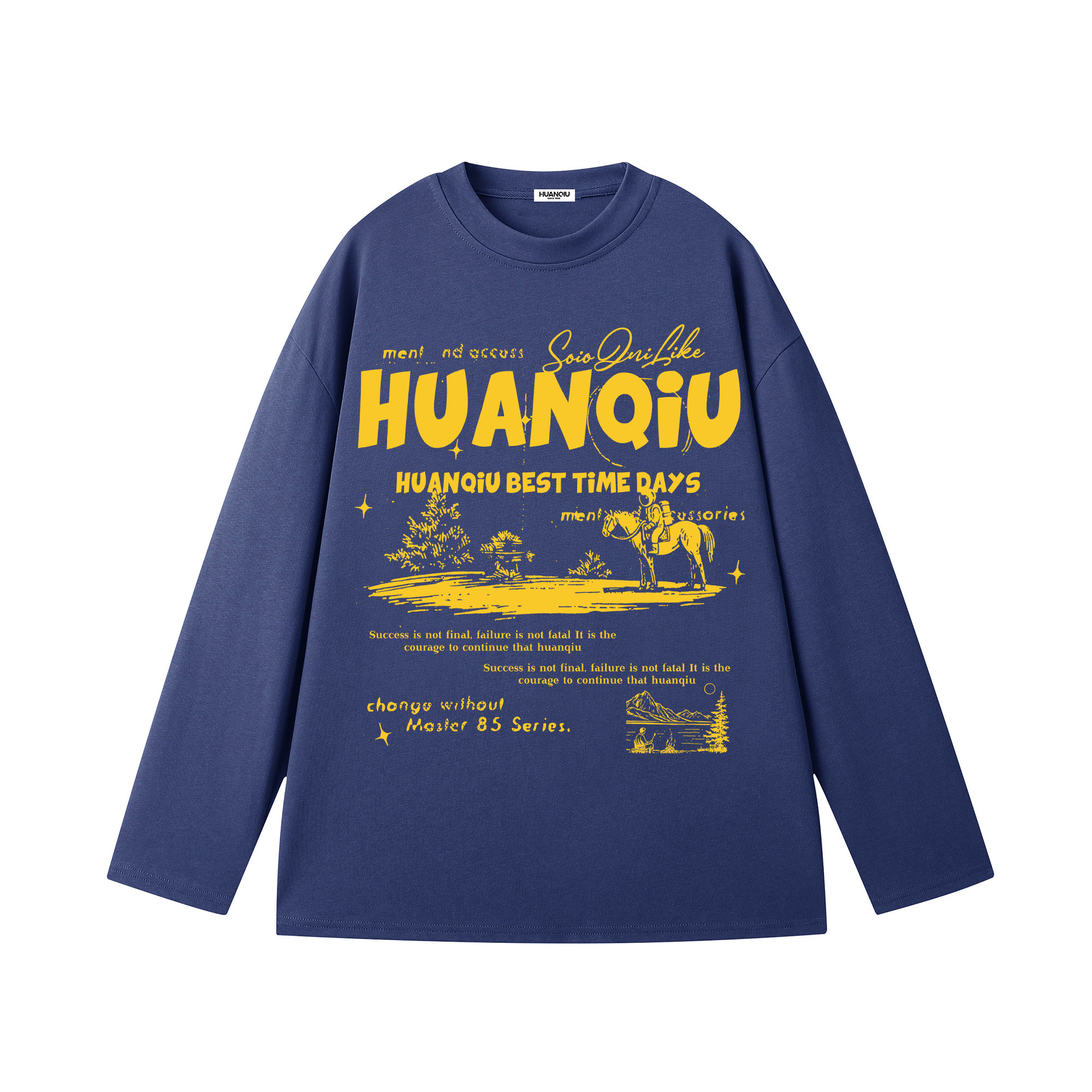 

Футболка Unisex Crew Neck Moderate Straight Fit HUANQIU, темно-синий
