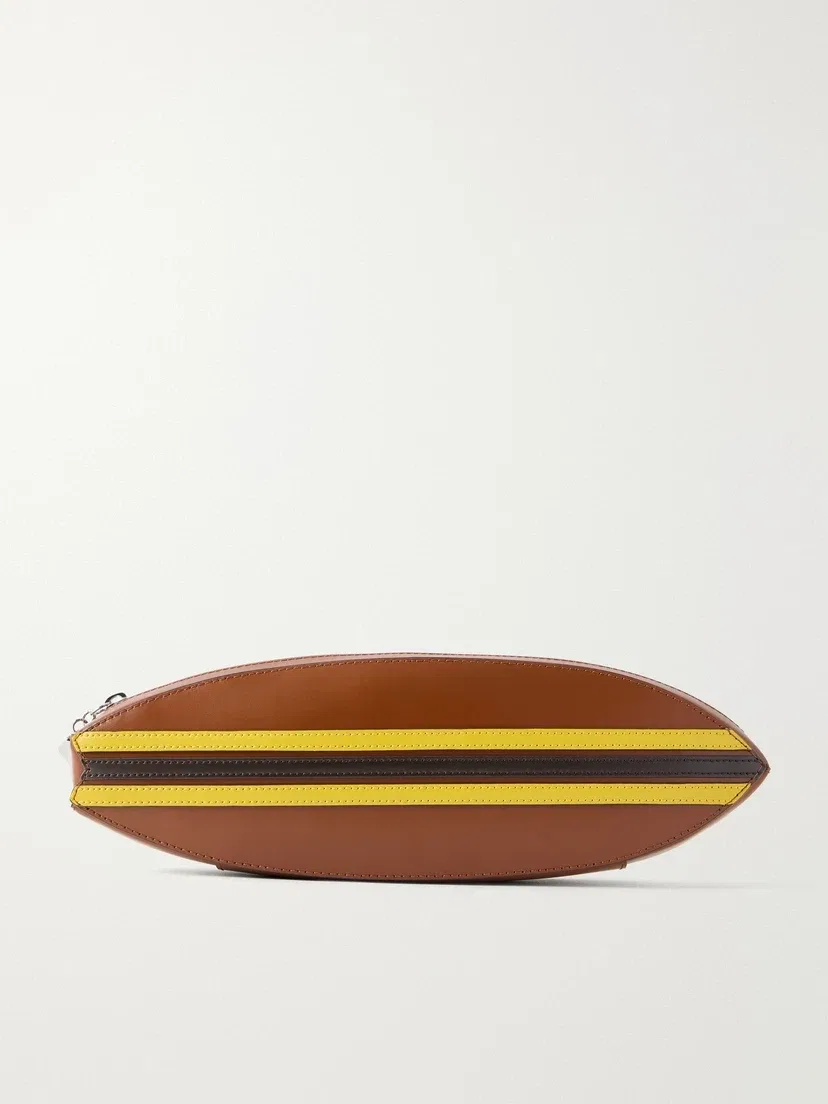 Клатч из кожи с полосками Surfboard STAUD, коричневый