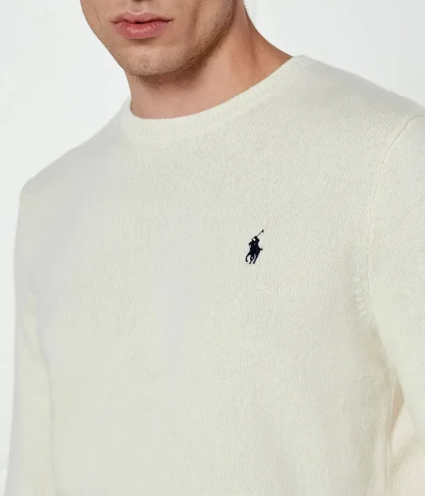 Шерстяной свитер regular fit Polo Ralph Lauren, экрю — фото 4