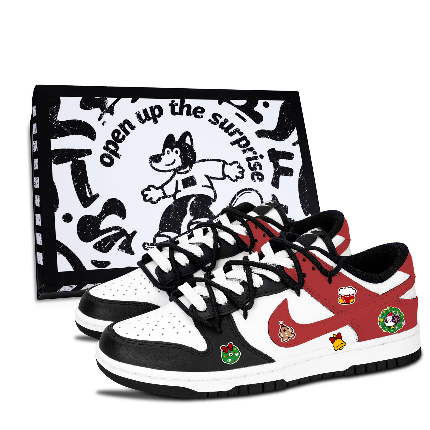 

Nike Dunk Black White, Winter Banquet устойчивые к истиранию низкие кроссовки для скейтбординга Unisex Red