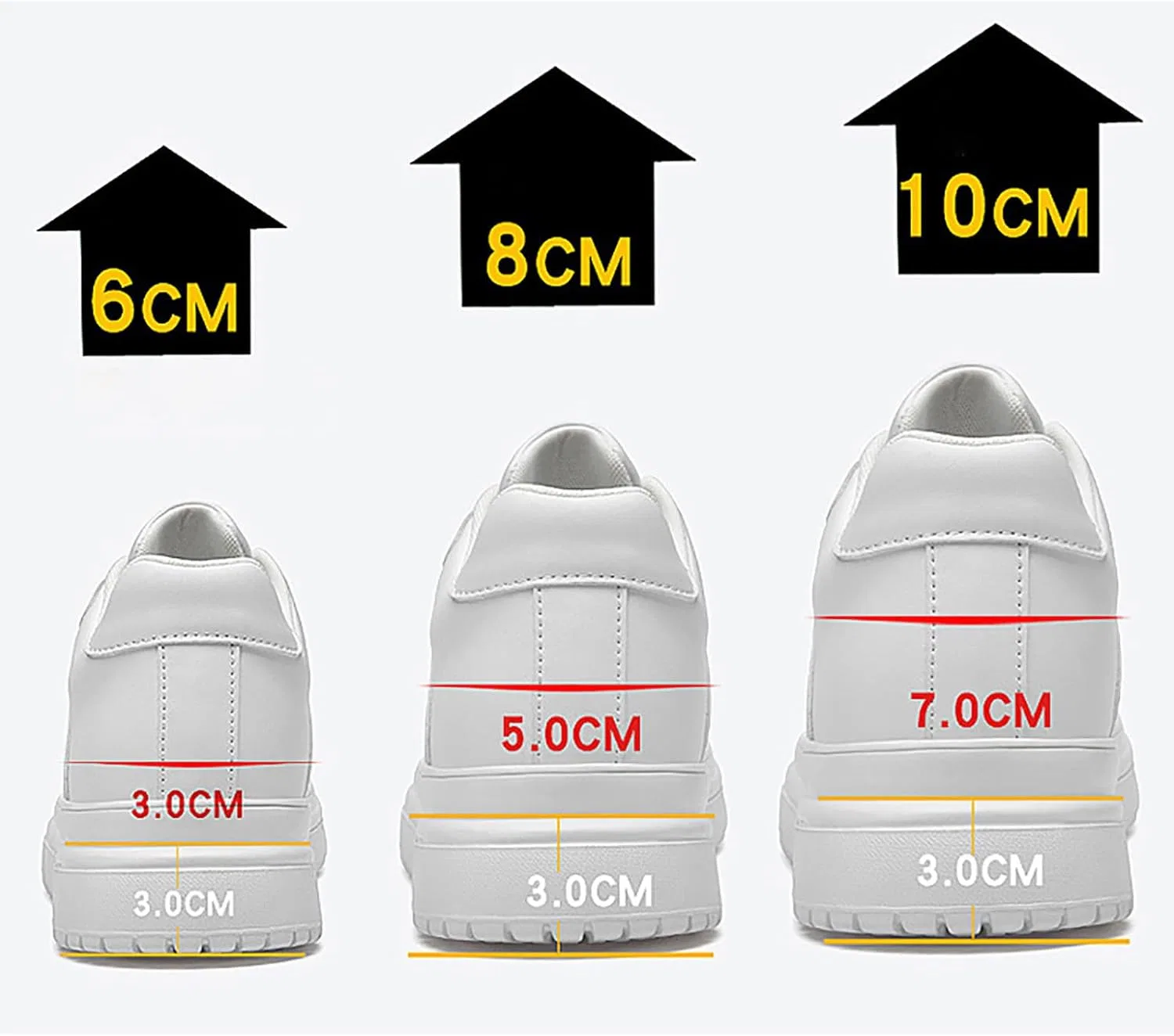 Кроссовки 2026 Schuhe Herren mit Erhöhungen fr Herren, 6/8/10 cm, Unisex, höhenverstellbar, lässige Erhöhungen, rutschfeste, atmungsaktive Turnschuhe Schnrschuhe (15) Generic, Weiß — фото 4
