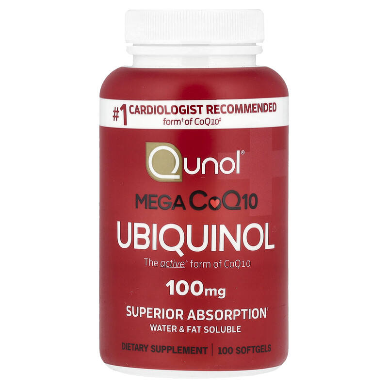 

Qunol, Убихинол Mega CoQ10, 100 капсул