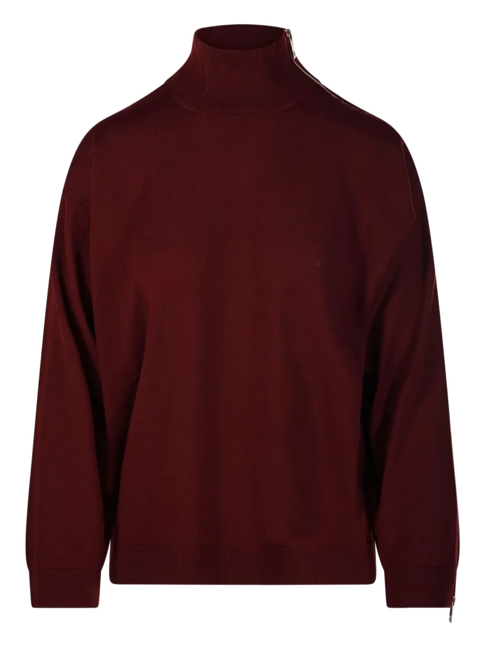 

Свитер с воротником-стойкой и боковой молнией Nude, красный