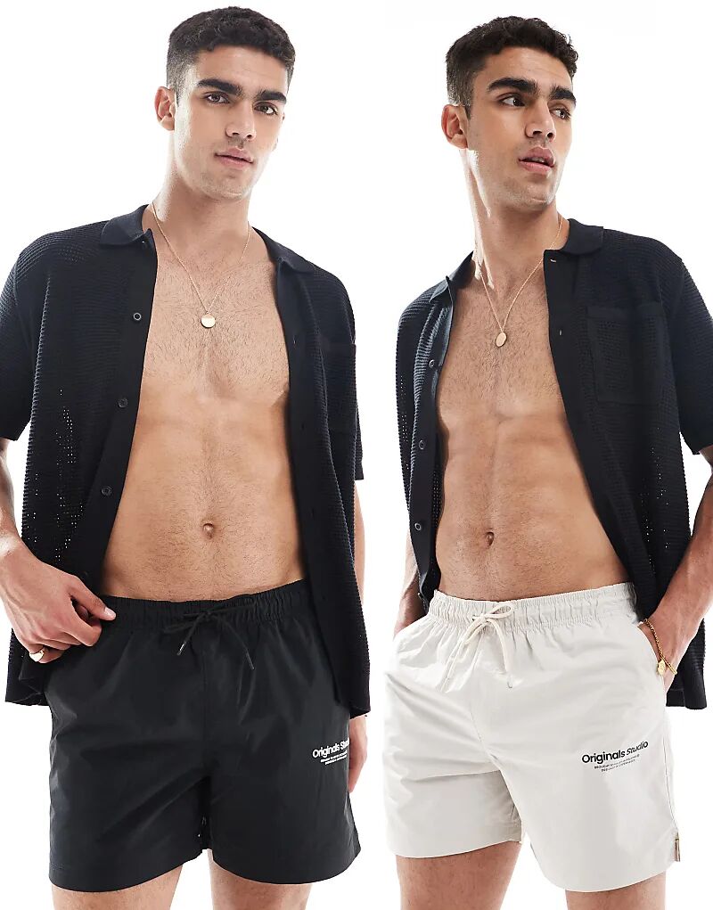 

Двойные плавки Jack & Jones черного и кремового цветов