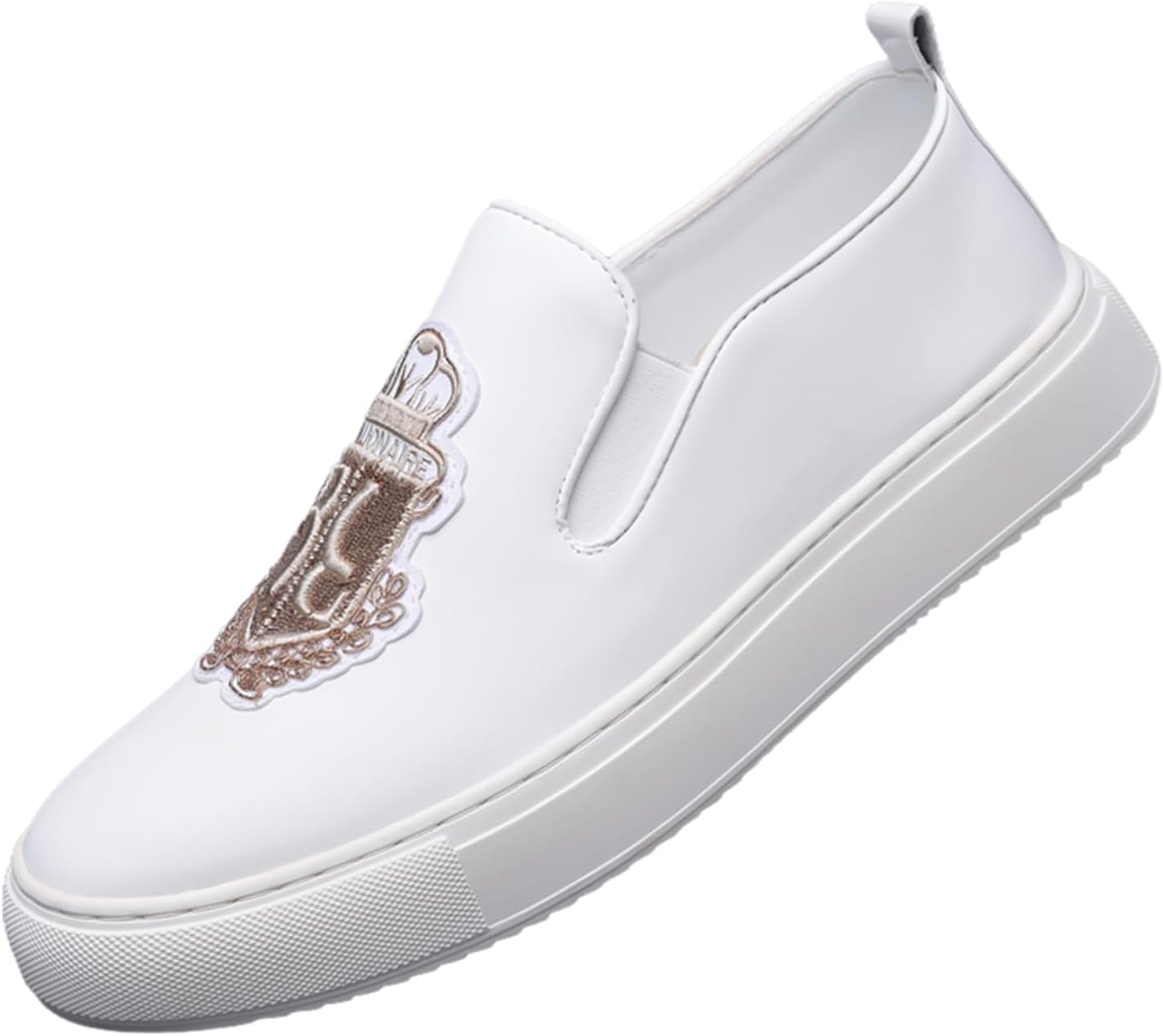 

Мужские модные слипоны-лоферы из кожи с вышивкой, на массивной подошве платформы, повседневная обувь для работы, прогулок, вождения и выездов Tixewsjh, белый