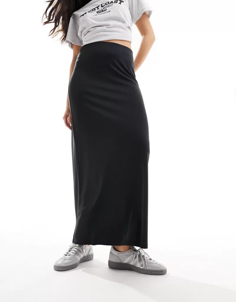 

Черная супермягкая юбка макси Monki, Черный, Черная супермягкая юбка макси Monki