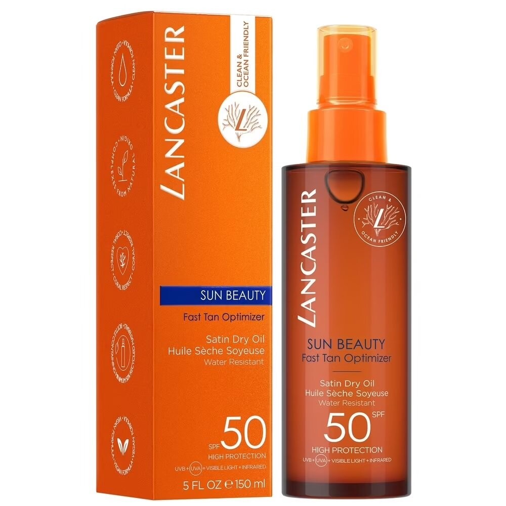 Lancaster, Sun Beauty Fast Tan Optimizer Satin Dry Oil SPF50, масло для сухого загара, 150 мл — фото 3
