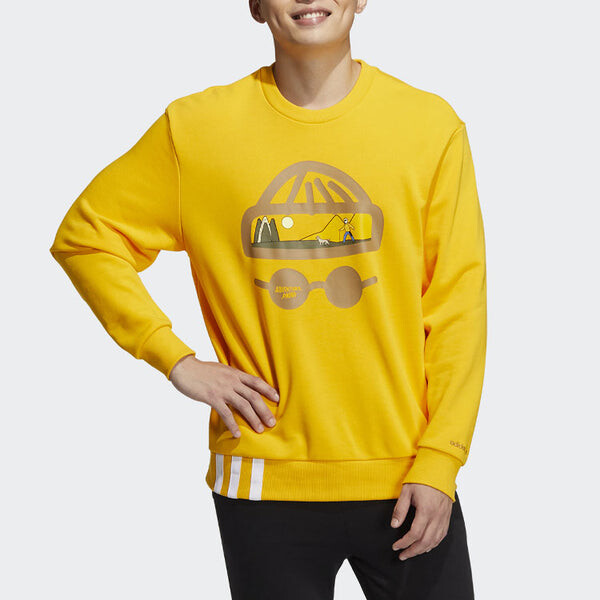 Толстовка Men's adidas neo Funny Printing Round Neck Sports Pullover Yellow, желтый — фото 2