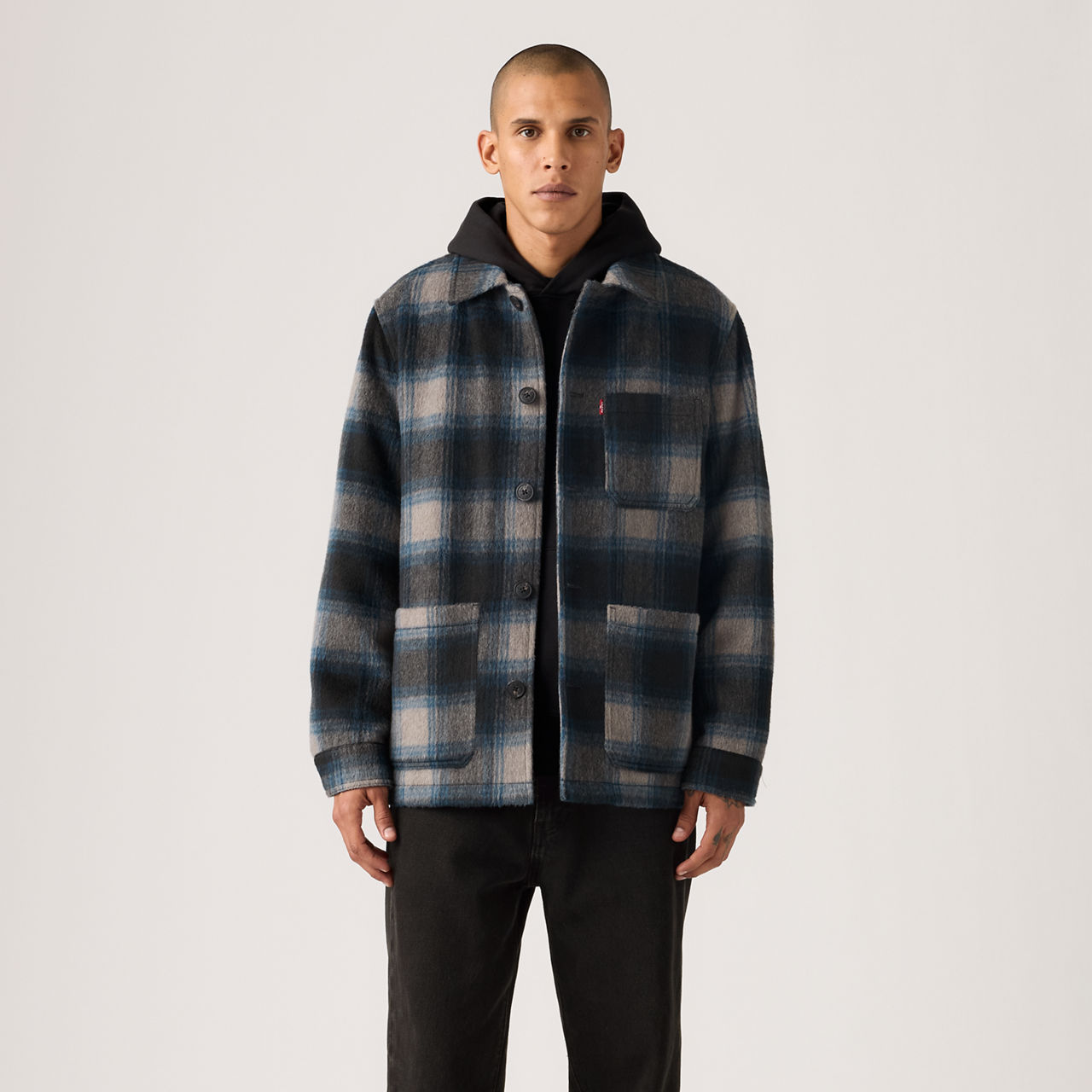 Куртка из шерстяной смеси для повседневных дел Levi's, Blue/Grey Plaid - Black — фото 3