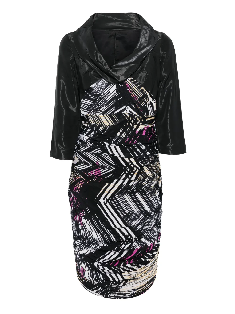 

Платье с геометричным принтом и вставками Gemy Maalouf, черный