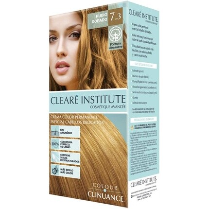 

Краска для волос Color Clinuance 7.3 Golden Blonde для чувствительных волос — стойкий цвет без аммиака — больше блеска — интенсивный цвет — 100% покрытие — дерматологически протестировано, Cleare Institute