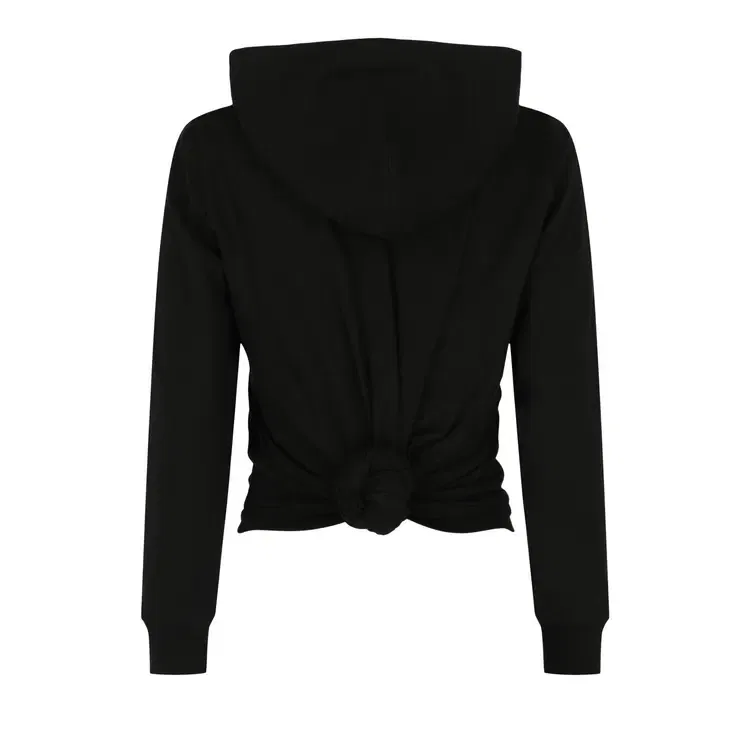 Укороченное худи с завязанным узлом и застежкой-молнией Balenciaga, черный — фото 2
