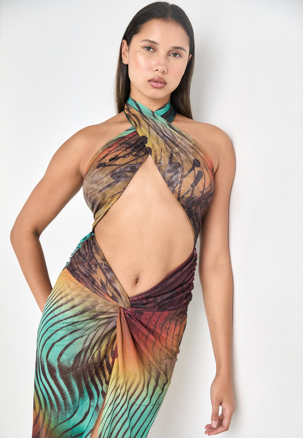 

Платье макси DOUBLE KNOTTED HALTERNECK DRESS Jaded London, мультиколор
