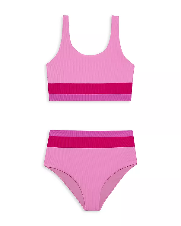 

Детский купальник Little Mackenzie Heidi из двух частей - для малышей и детей постарше Beach Riot, розовый