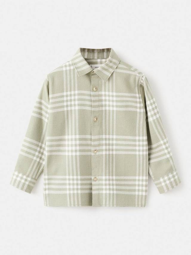 

Детская рубашка Oliver из чистого хлопка с длинными рукавами в клетку Mango, Bright Green