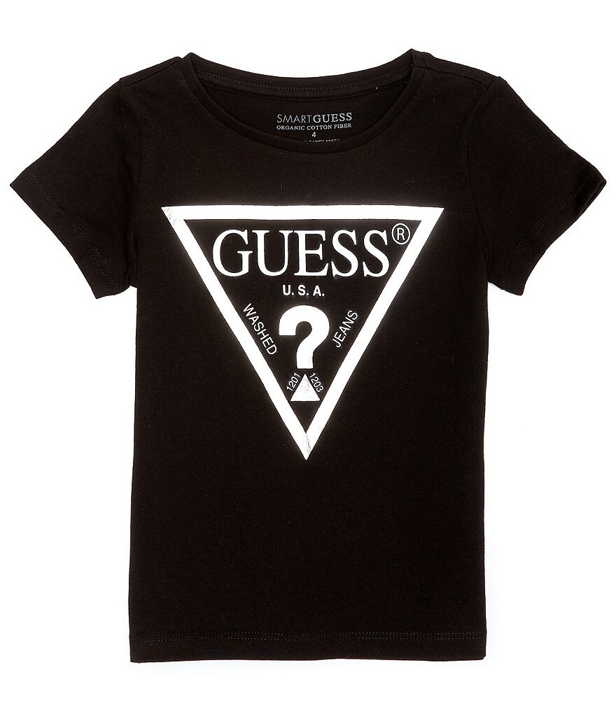 

Футболка Guess Little Girls 2T-7 с короткими рукавами и треугольным принтом, черный