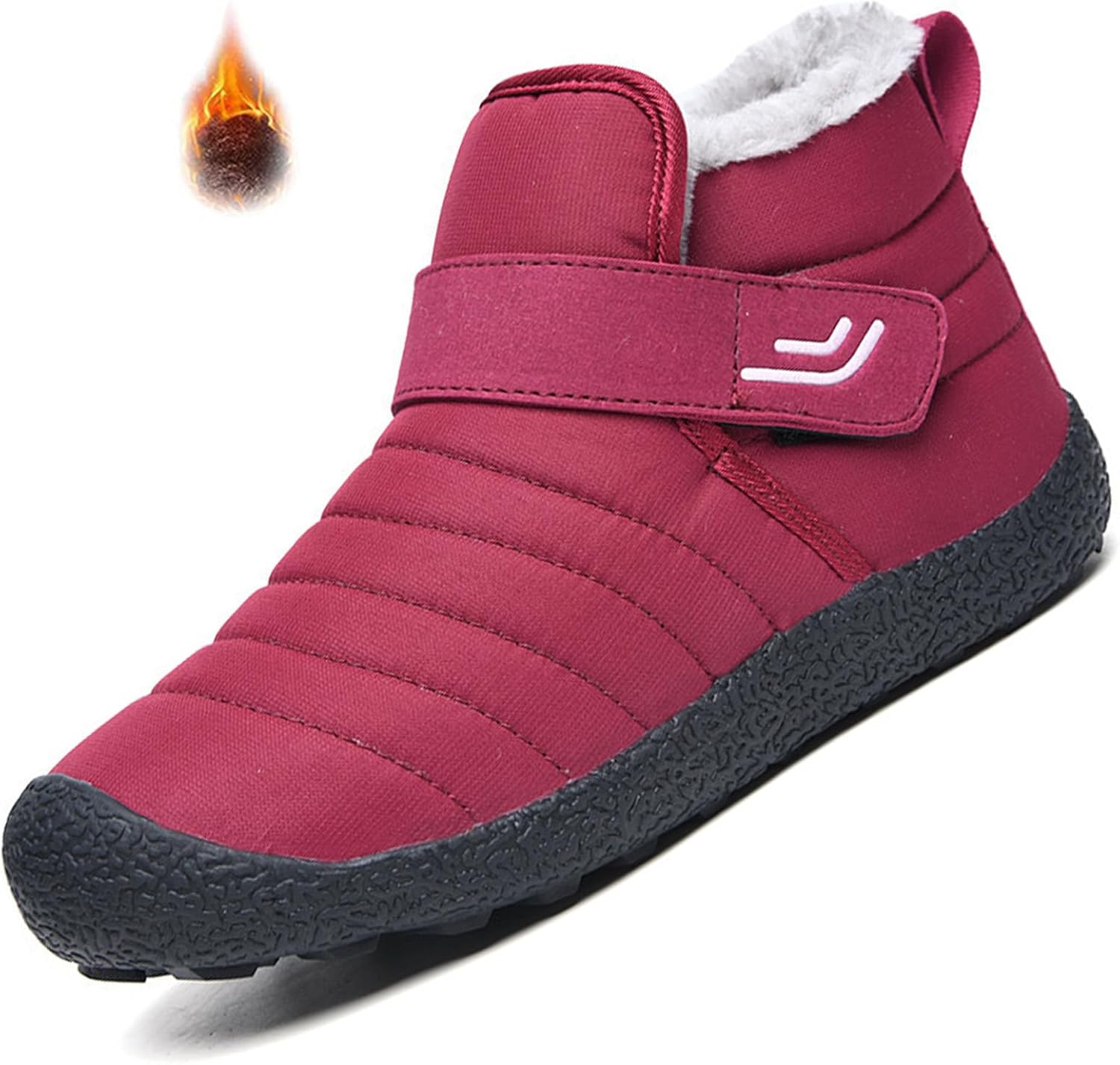 

Женские и мужские зимние теплые ботильоны для снега, водонепроницаемые, с утепленной полностью меховой подкладкой, противоскользящие, комфортные, легкие кроссовки Angrymonkey, красный