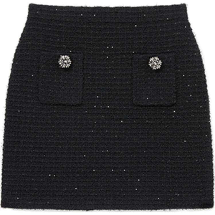 

Текстурная вязаная мини-юбка Self portrait Self-portrait, черный