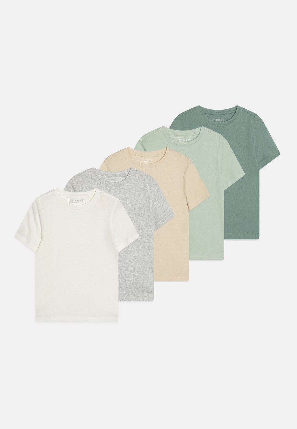Базовая футболка UNISEX 5 PACK Friboo, цвет green/mottled light grey/mint