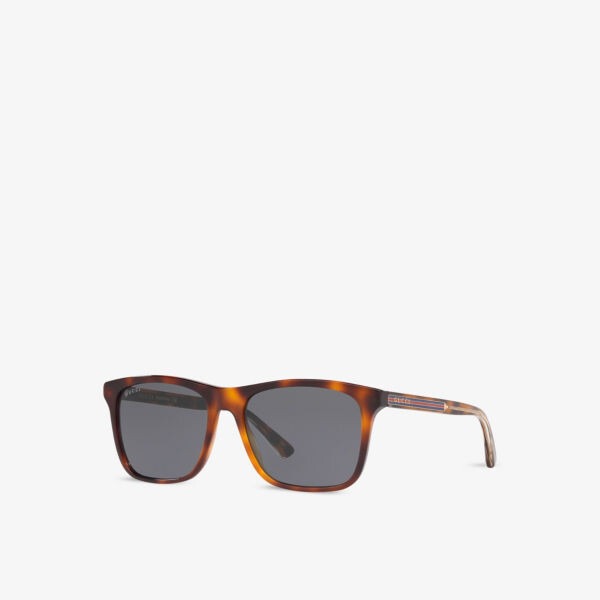 Солнцезащитные очки из ацетата в прямоугольной оправе GG0381SN Gucci, коричневый — фото 2