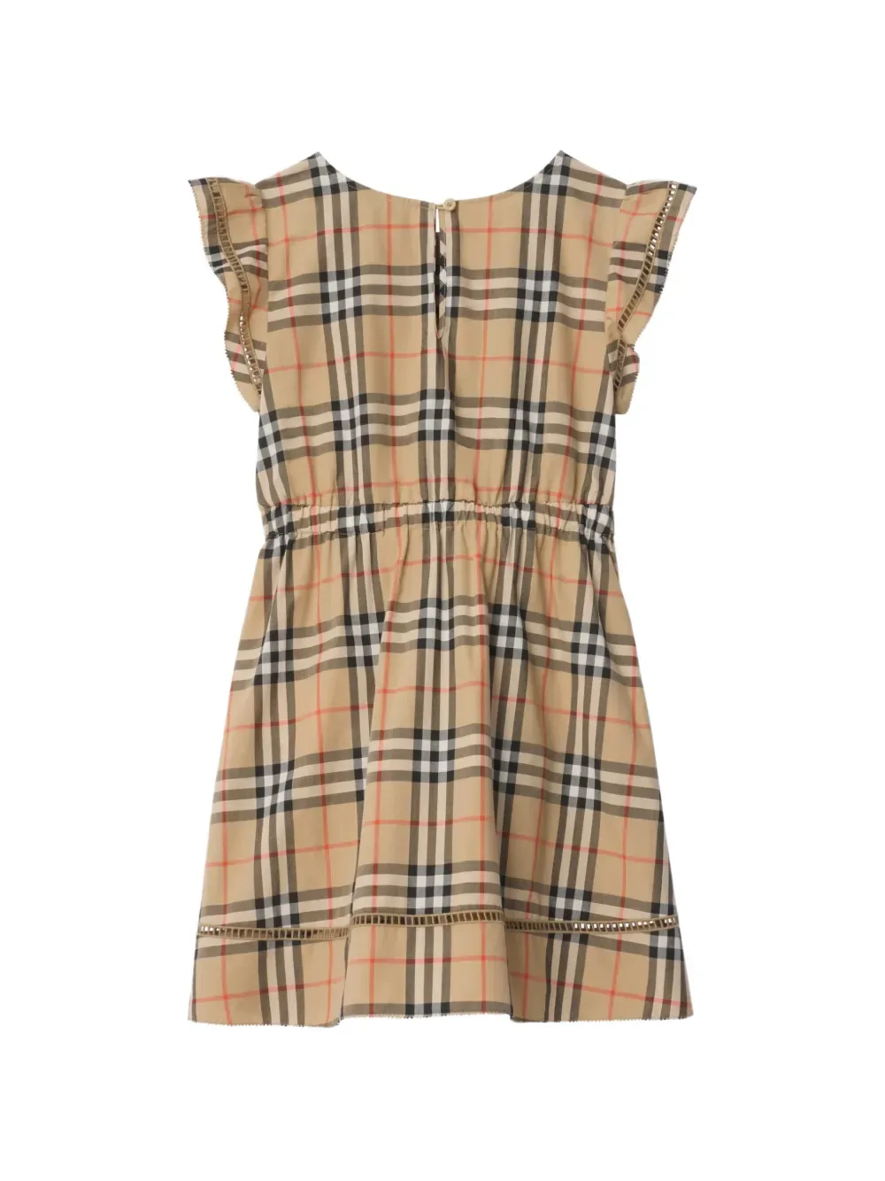 Хлопковое платье в клетку BURBERRY KIDS, бежевый — фото 2