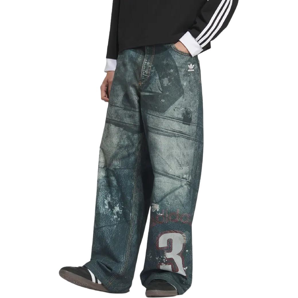 Adidas Originals Джинсы FW25 TEAM PRINT DENIM TROUSERS мужские деним синий — фото 3