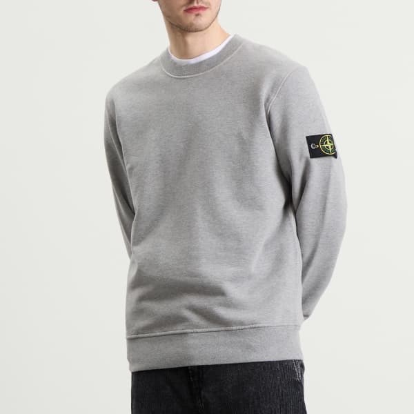 Толстовка с круглым вырезом, окрашенная в готовом виде Stone Island, melange серый — фото 2
