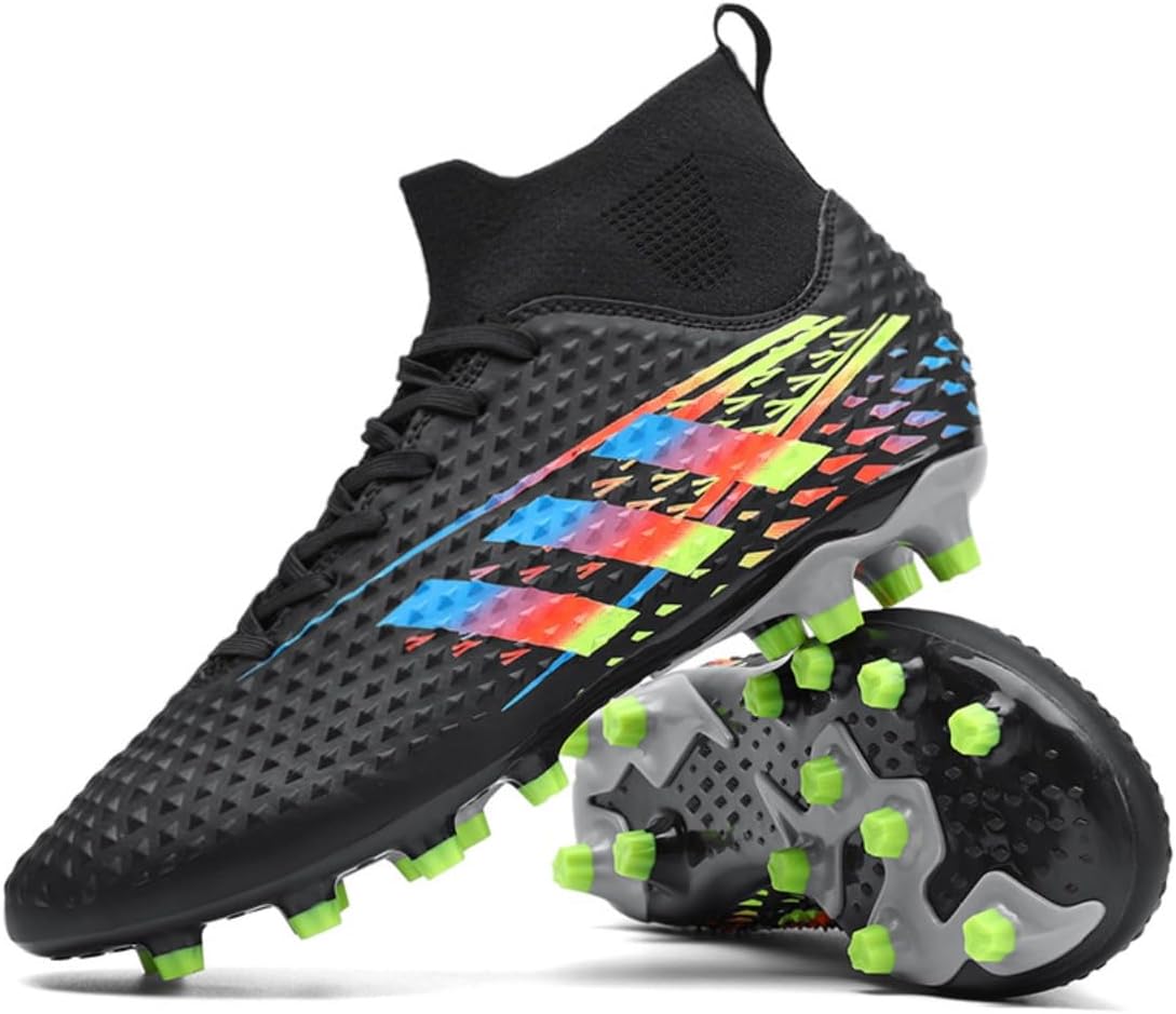 

Мужские футбольные бутсы с высокой пяткой, дышащие, противоскользящие, для тренировок на уличном газоне, с шипованной подошвой, профессиональные спортивные кроссовки Zixcplaz, черный