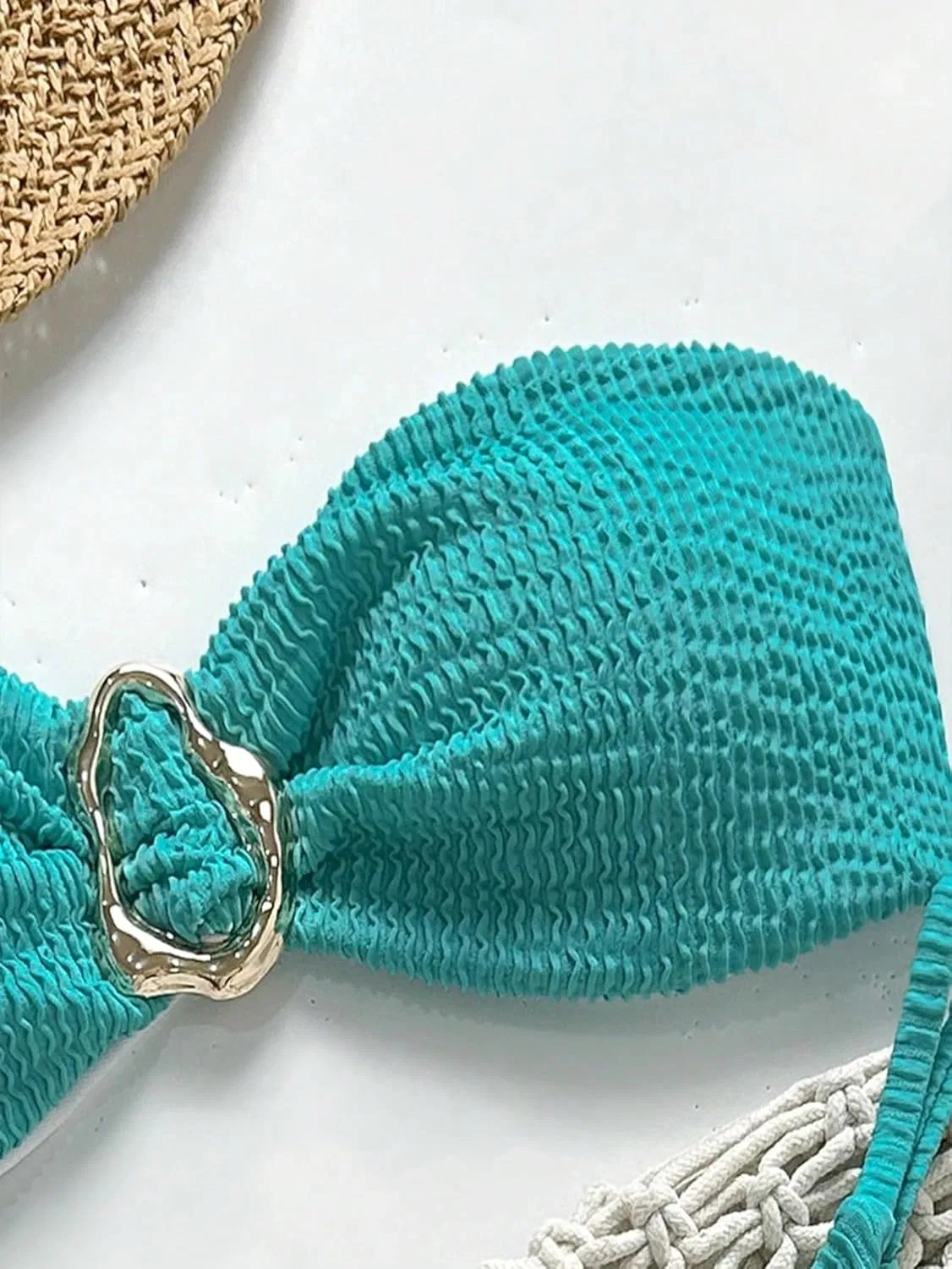 Сексуальный бикини-комплект из двух частей для женщин: купальник-бандо с низкой посадкой и завязками на спине, из высокоэластичной ткани, идеально подходит для пляжа и бассейна — фото 4