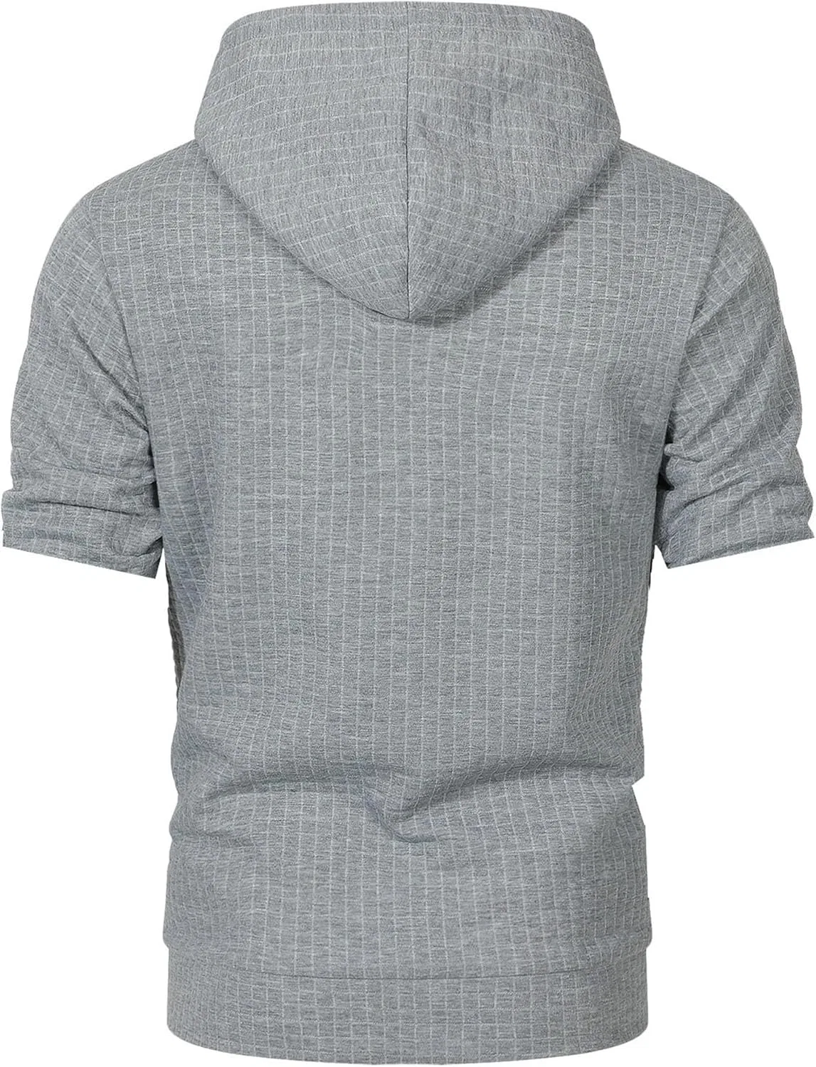 Мужская худи с капюшоном, вафельный трикотаж, короткий рукав, Light Gray — фото 2