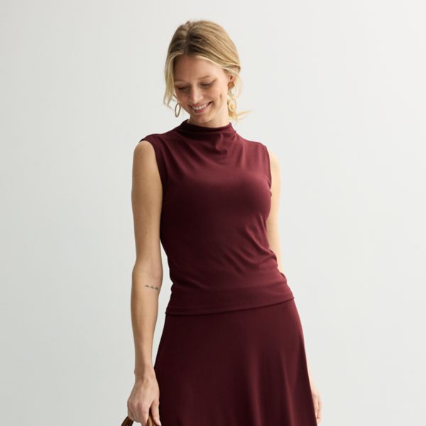

Женский драпированный топ с высоким воротником Nine West, цвет maddie plum