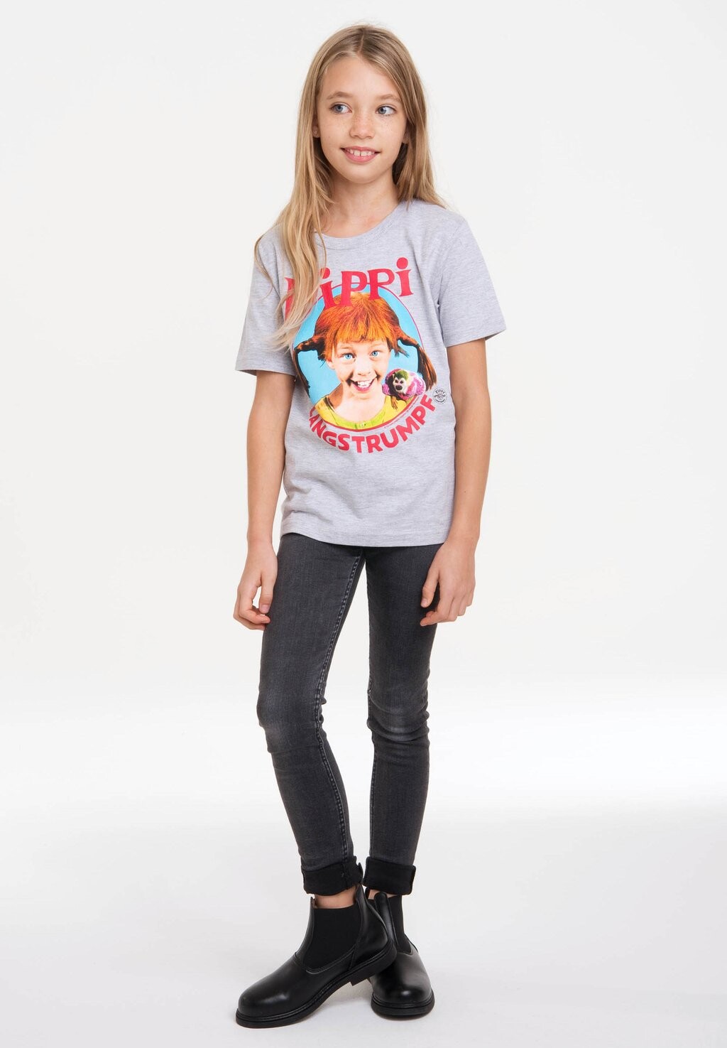 

Футболка с принтом LANGSTRUMPF LOGOSHIRT, цвет grau-meliert