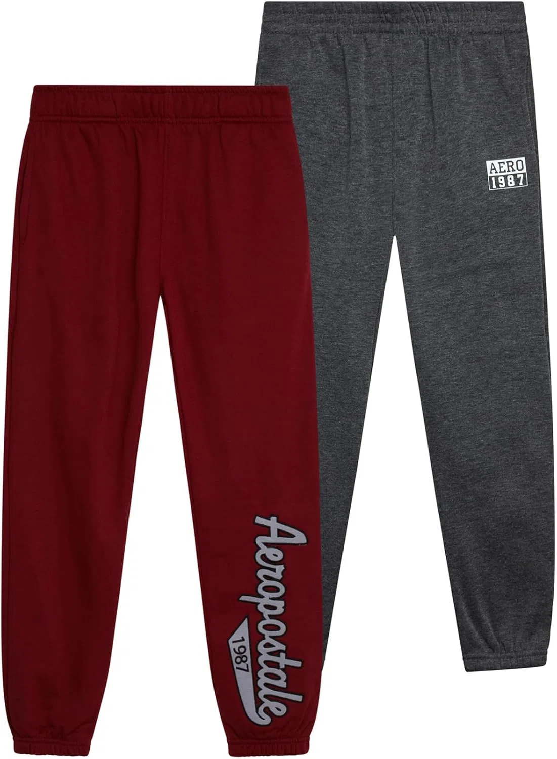 Детские спортивные штаны AEROPOSTALE для мальчиков - комплект из 2 штук, флисовые спортивные штаны с боковыми карманами - уютные спортивные штаны для детей (размеры 8-16), Syrah/Charcoal Heather