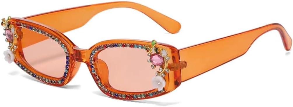 

Женские квадратные солнцезащитные очки Diamond Square, модные, роскошные, со стразами, повседневные, трендовые, конфетных оттенков, защита от УФ-излучения UV400 TVTBBVV, Orange-orange