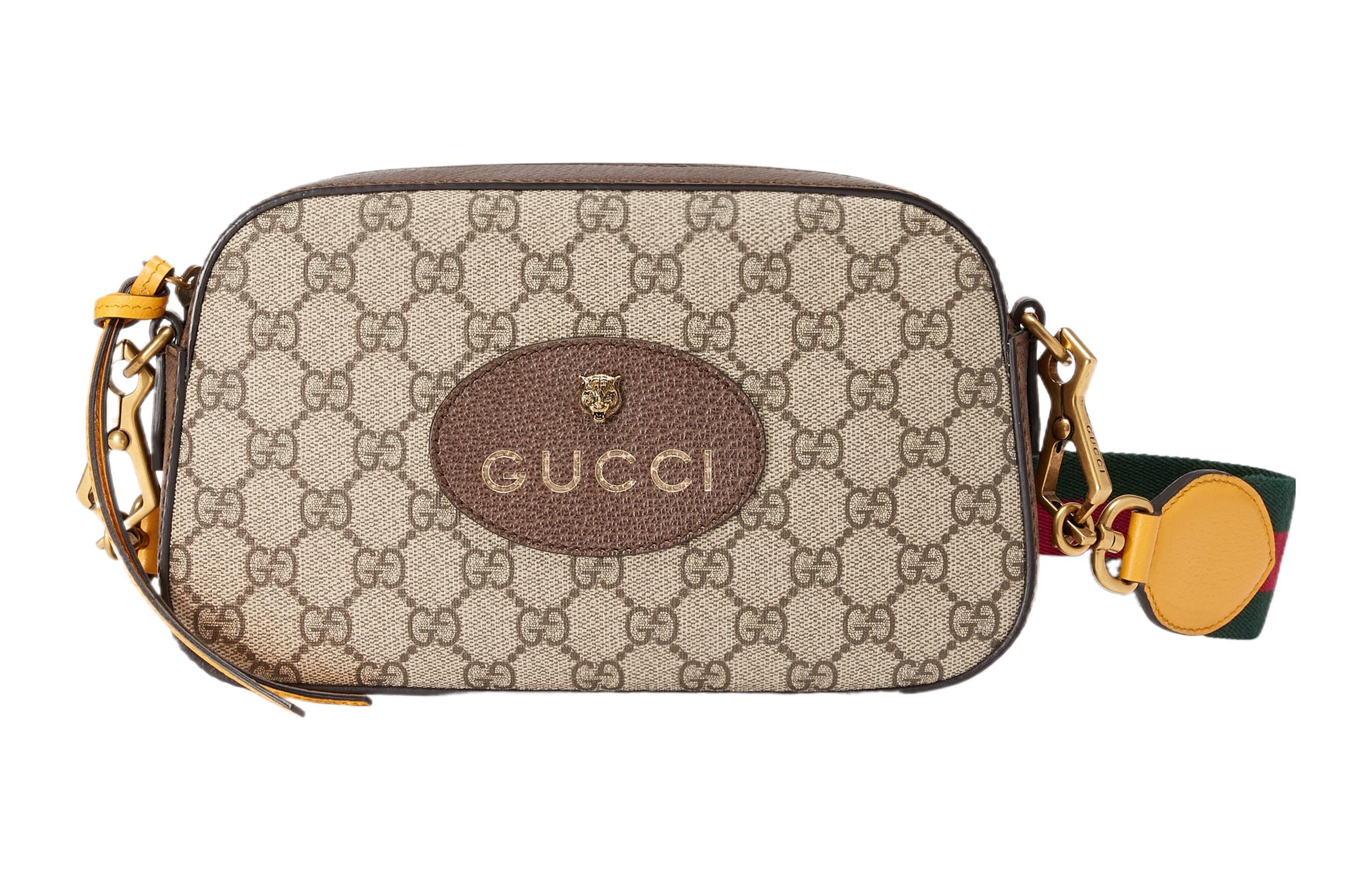 Сумка Gucci Neo Vintage Metallic Tiger Head Logo Stripe Messenger Bag 'Brown Yellow' — фото 2