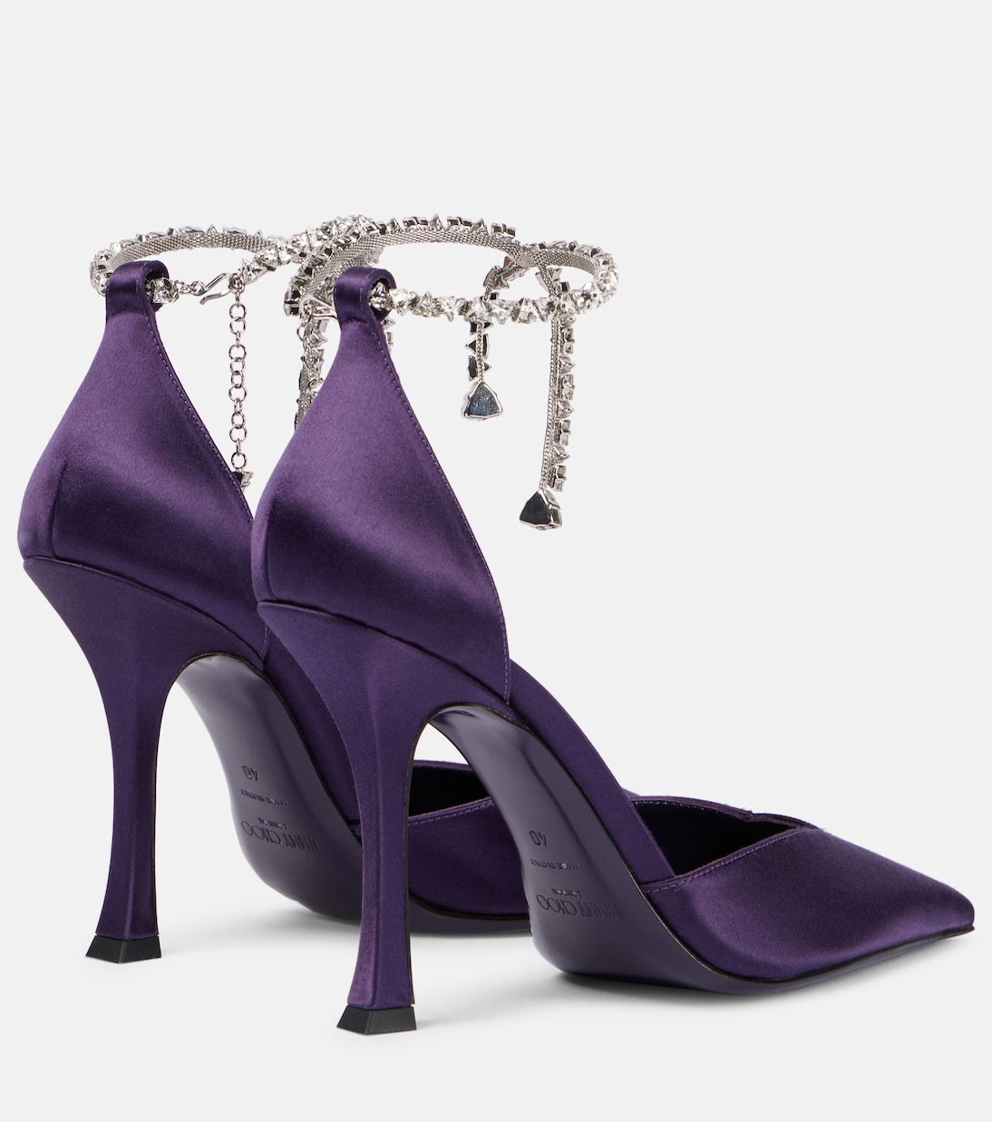 Декорированные атласные туфли Stevie 100 Jimmy Choo, Acai — фото 2