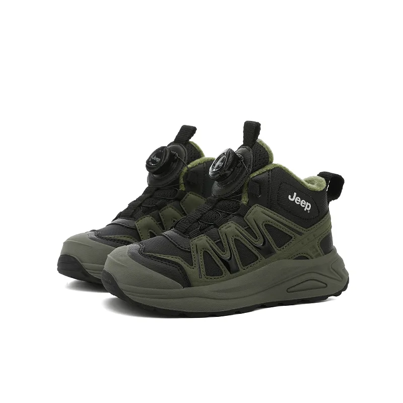Низкие утепленные ботинки для детей Jeep, Black Army Green (Fleece-Lined Thin Cotton) — фото 3