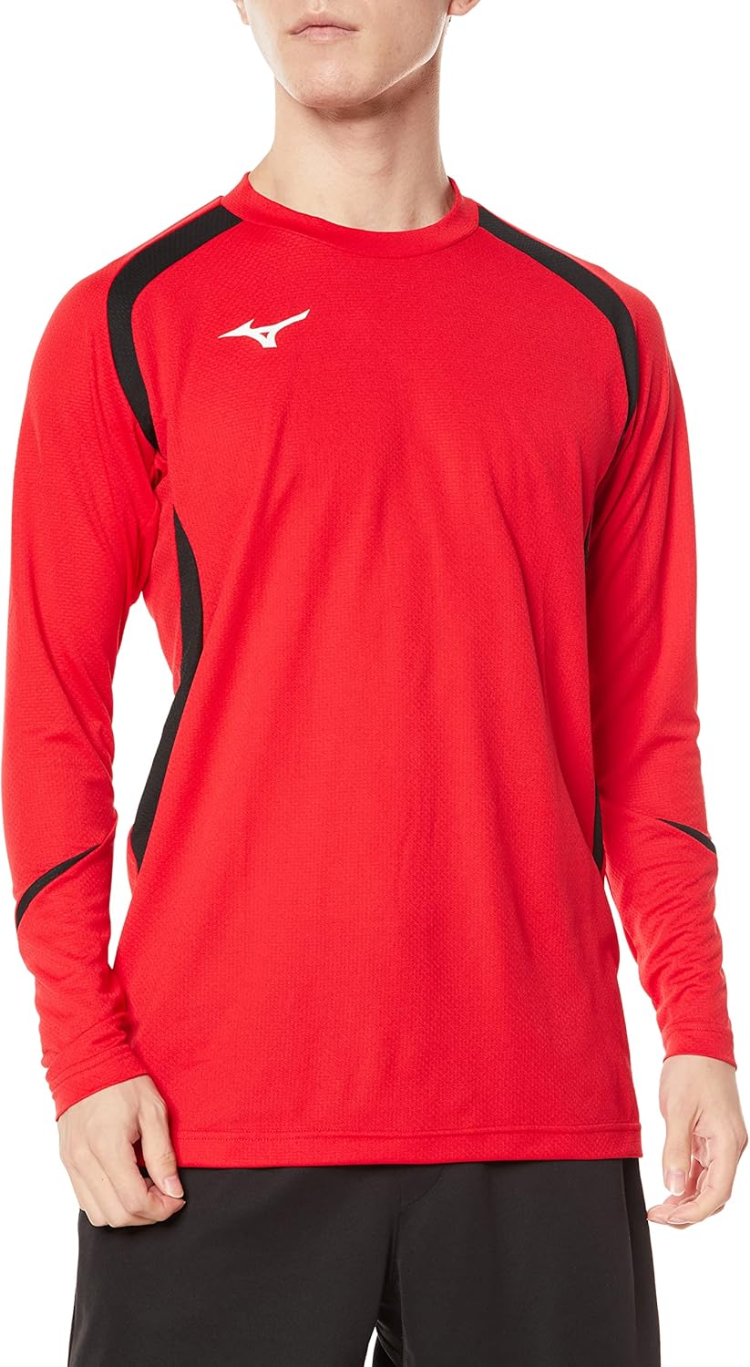 

Волейбольная толстовка Mizuno V2MA2123, игровая толстовка, с длинным рукавом, влагоотводящая, быстросохнущая, доступна в детском варианте, красно-черный