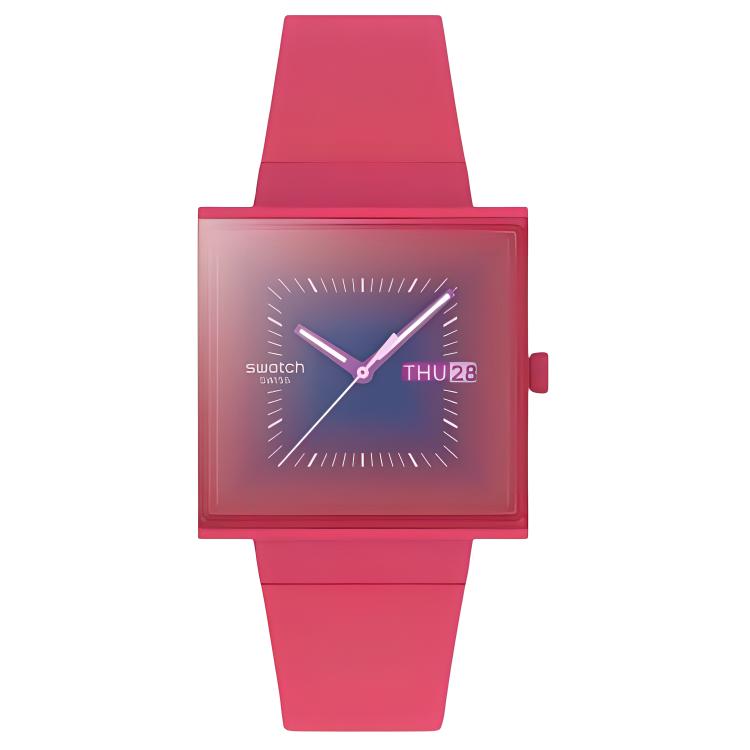 

SWATCH Часы Quartz Movement Unisex Watch 41.8mm Purple Watch Dial Bioceramic Watch Case Silicone Strap, Purple Watch Dial