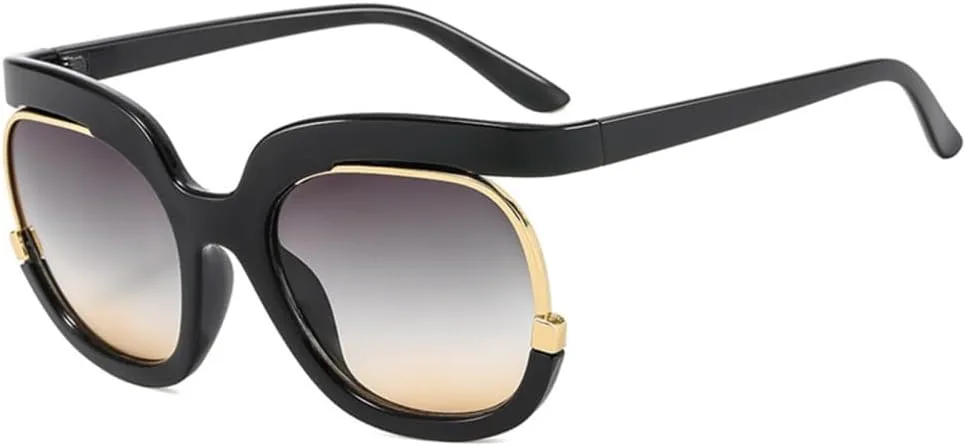 

Круглые солнцезащитные очки большого размера для женщин и мужчин, ретро-солнцезащитные очки для женщин, защита от ультрафиолета UV400 HDUBFY, C7 Black Gray Yellow